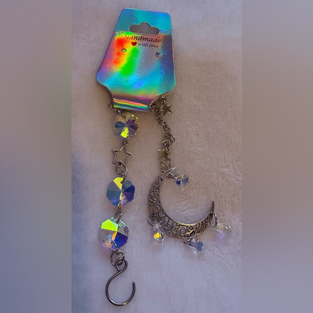 Silver Moon and Star Dangle Bag Charm